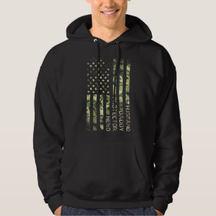 Mens Husband Daddy Protector Hero Fathers Day Fl. Hoodie