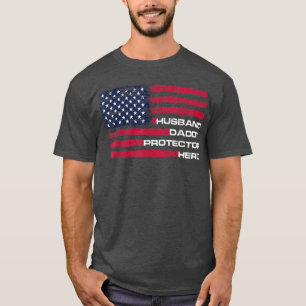 Mens Husband Daddy Protector Hero  Fathers Day US  T-Shirt