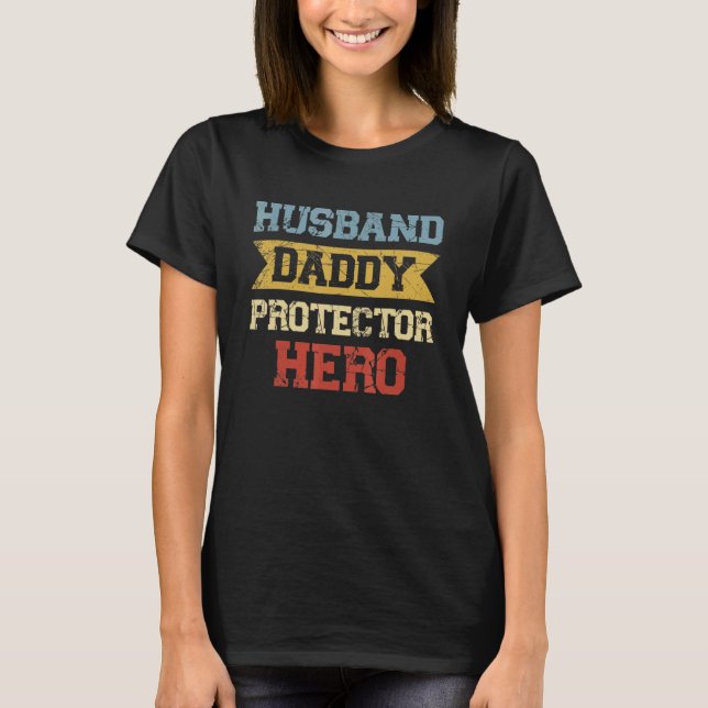 Mens Husband Daddy Protector Hero Opa Stepdad T-Shirt (Vorderseite)