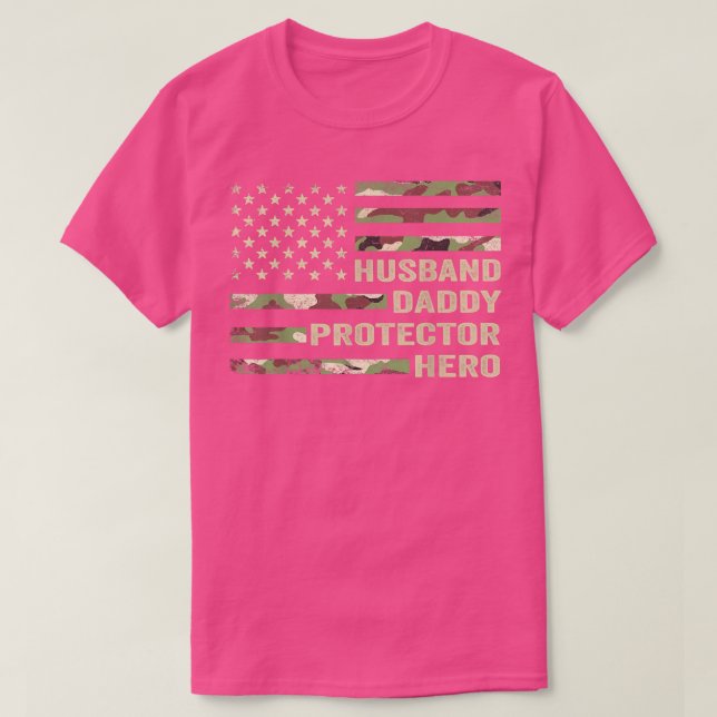 Mens Husband Daddy Protector Hero Shirt Fathers Da (Design vorne)