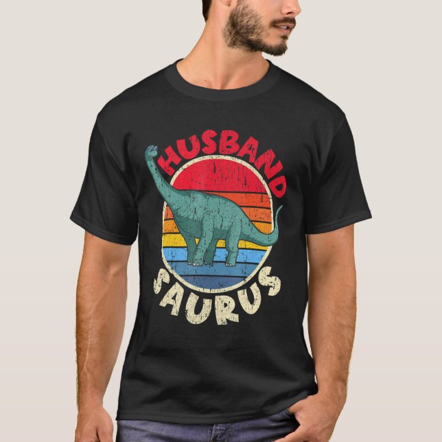 Mens Husband Saurus I Brachiosaurus Diplodocus I F T-Shirt (Vorderseite)