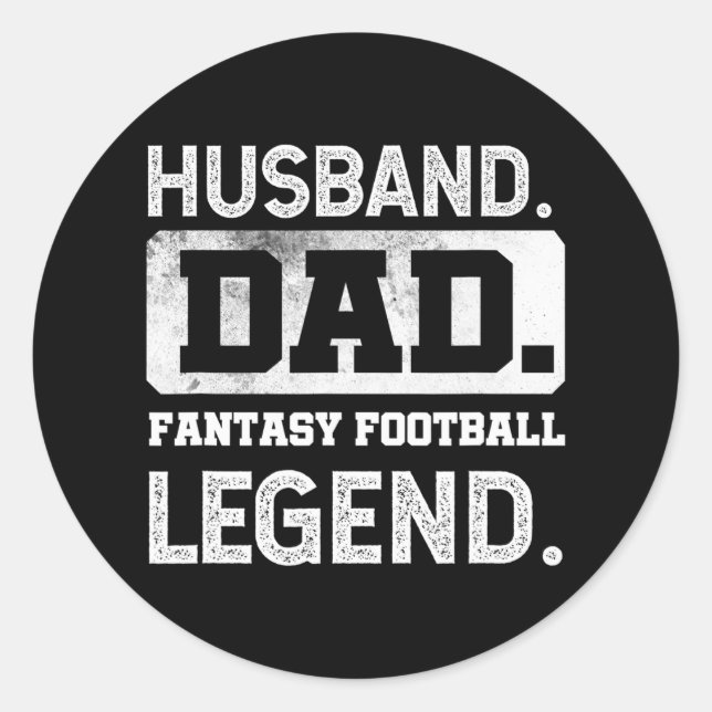 Mens Husband Vater Fantasy Football Legende Runder Aufkleber (Vorderseite)