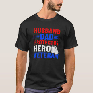 Mens Husband Vater Protector Hero Proud American V T-Shirt