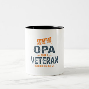 Mens I bin Vater Opa und Veteran Funny Zweifarbige Tasse