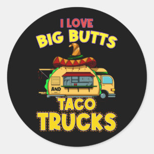 Mens I Liebe Große Hintern und Taco Trucks Sombrer Runder Aufkleber
