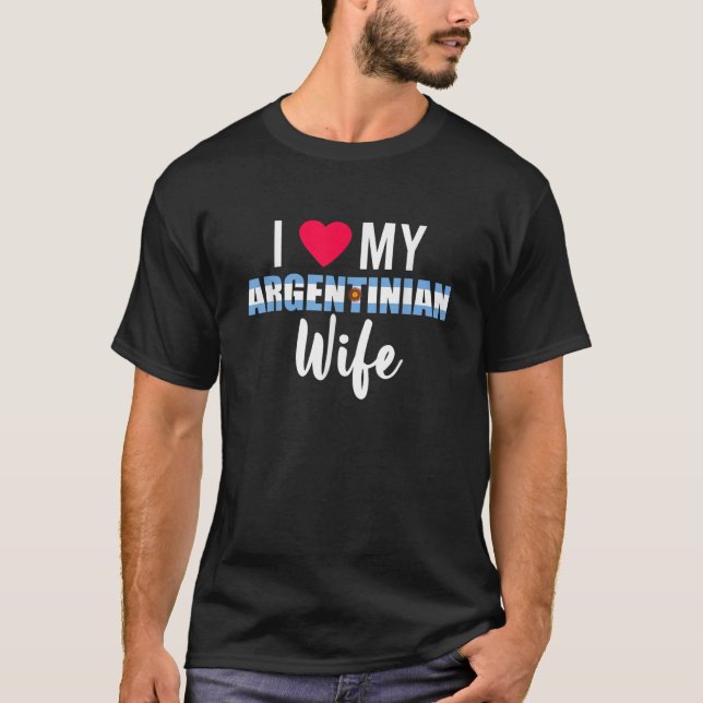Mens I Liebe Mein argentinischer Ehefrau Valentins T-Shirt (Vorderseite)