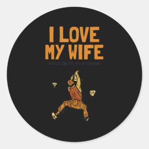 Mens I Liebe meiner Ehefrau Klettern Bouldering Sp Runder Aufkleber