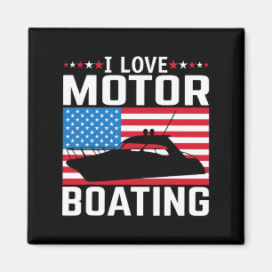 Mens I Liebe Motorbootmotor Motorbootfahren T-Shir Magnet
