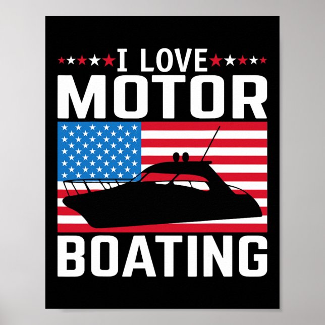 Mens I Liebe Motorbootmotor Motorbootfahren T-Shir Poster (Vorne)
