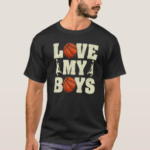 Mens I Liebe My Boys Basketball Vatertag Baske T-Shirt