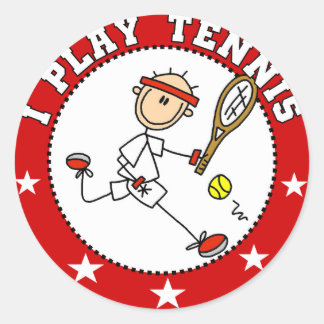 Mens I play Tennis Tshirts und Geschenke Runder Aufkleber