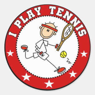 Mens I play Tennis Tshirts und Geschenke Runder Aufkleber
