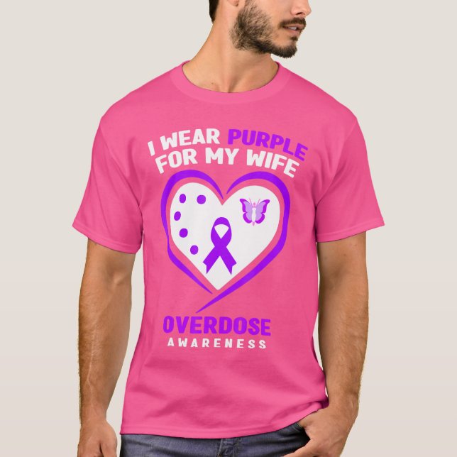 Mens I Wear Purple For My Wife Overdose Awareness  T-Shirt (Vorderseite)
