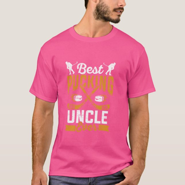 Mens Ice Hockey Uncle Best Pucking Onkel Ever Hock T-Shirt (Vorderseite)