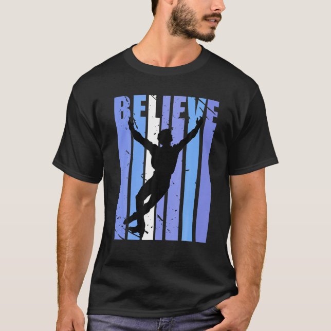 Mens Ice Skater Abbildung Skater Retro Distressed  T-Shirt (Vorderseite)