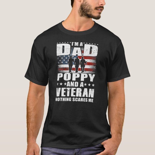 Mens I'm A Dad Poppy And A Veteran Dad Poppy T-Shirt (Vorderseite)