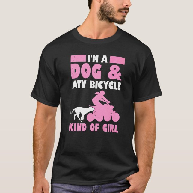 Mens im Hund & ATV Fahrrad Art Girl Quad Bike T-Shirt (Vorderseite)