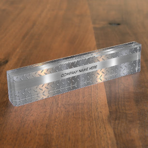 Mens Industrial Masculine Metal Look Grafik Namensplakette