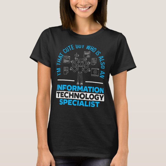 Mens Information Technology Specialist Computer Jo T-Shirt (Vorderseite)