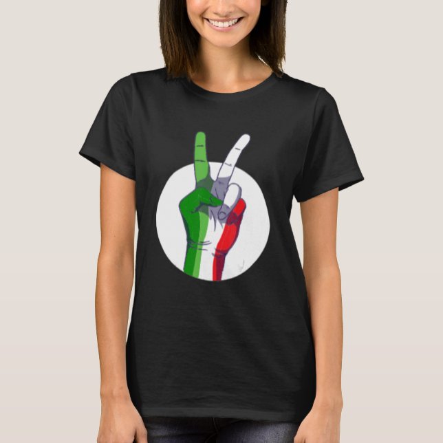 Mens Italian Flag peace sign  Victory Sign Nationa T-Shirt (Vorderseite)