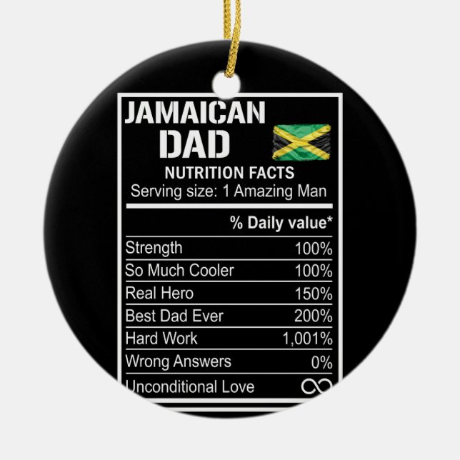 Mens Jamaican Vater Nutrition Facts Fathers Day He Keramik Ornament (Vorne)