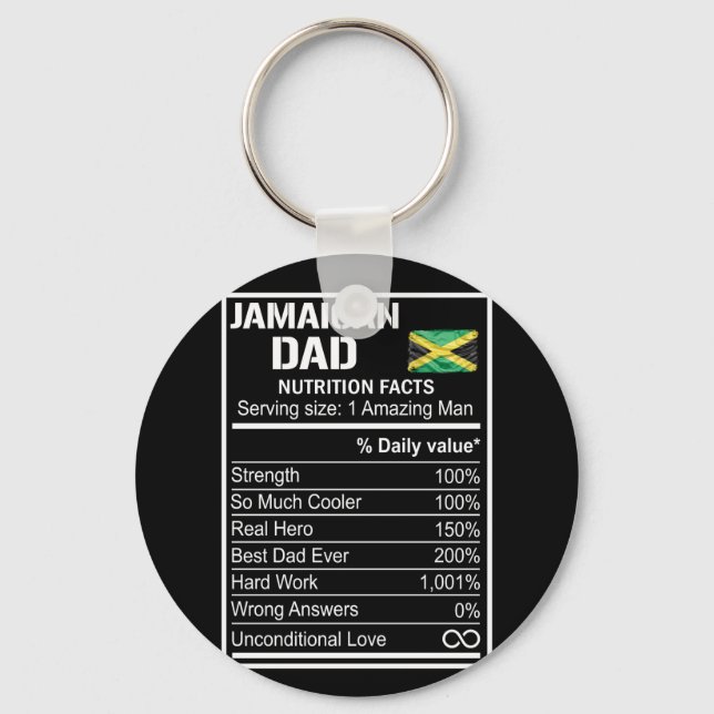 Mens Jamaican Vater Nutrition Facts Fathers Day He Schlüsselanhänger (Vorderseite)
