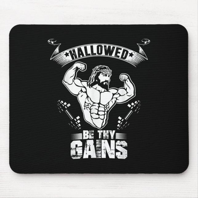 Mens Jesus Bodybuilding T Shirt - Funny Jesus Weig Mousepad (Vorne)