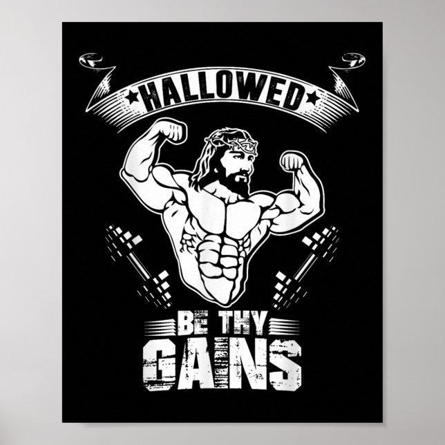 Mens Jesus Bodybuilding T Shirt - Funny Jesus Weig Poster (Vorne)