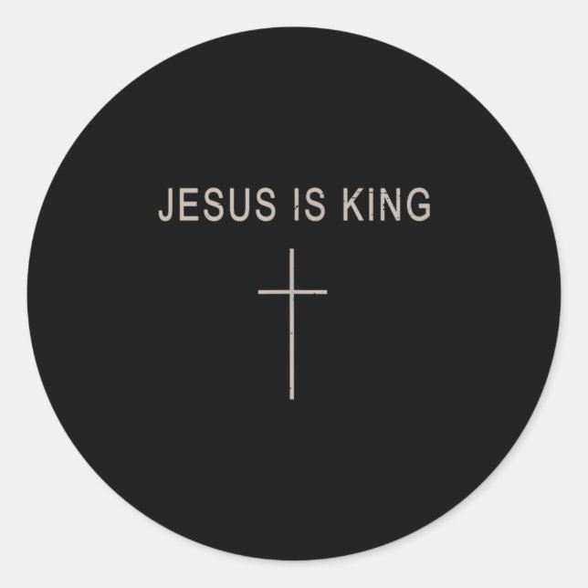 Mens Jesus Christ King Minimalistisch Faith Christ Runder Aufkleber (Vorderseite)