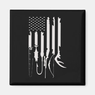 Mens Junting Fishing USA Flag American Themed Deko Magnet