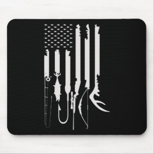 Mens Junting Fishing USA Flag American Themed Deko Mousepad