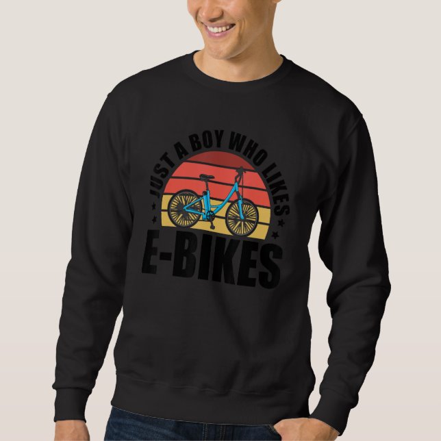 Mens Just A Boy Who Loves E-Bikes Mountainbiker Cy Sweatshirt (Vorderseite)