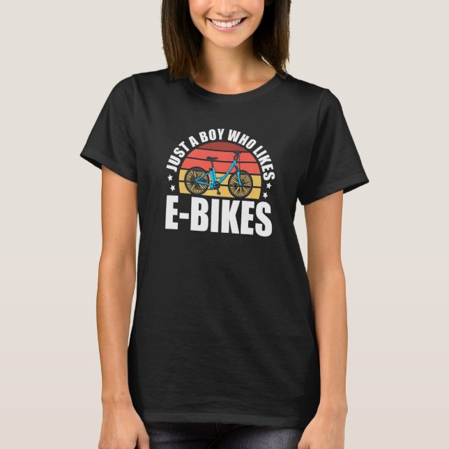 Mens Just A Boy Who Loves E-Bikes Mountainbiker Cy T-Shirt (Vorderseite)