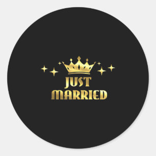 Mens Just Married Groom Squad Funny Wedding Party Runder Aufkleber