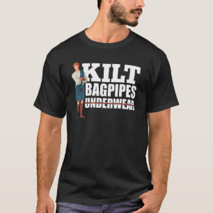 Mens Kilt Bagpipe Underwear Scottish Checklist Fo T-Shirt