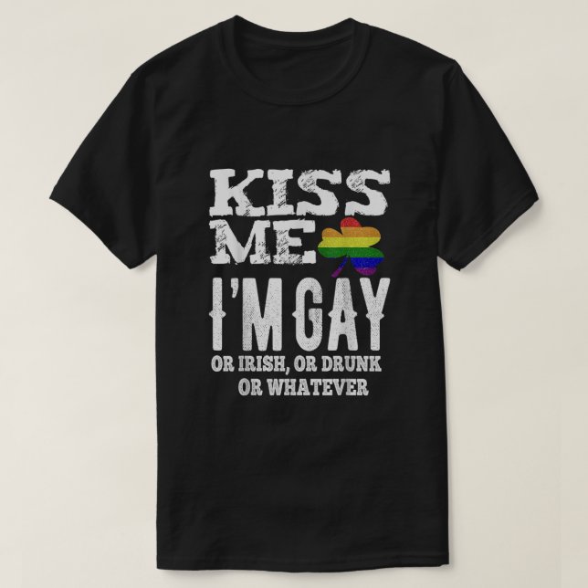 Mens Kiss Me Im Gay Pride St Patricks Day LGBT Hom T-Shirt (Design vorne)