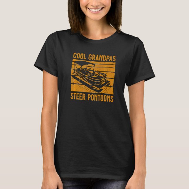 Mens Lake Pontooning Boat Cool Grandpas Steer Pont T-Shirt (Vorderseite)
