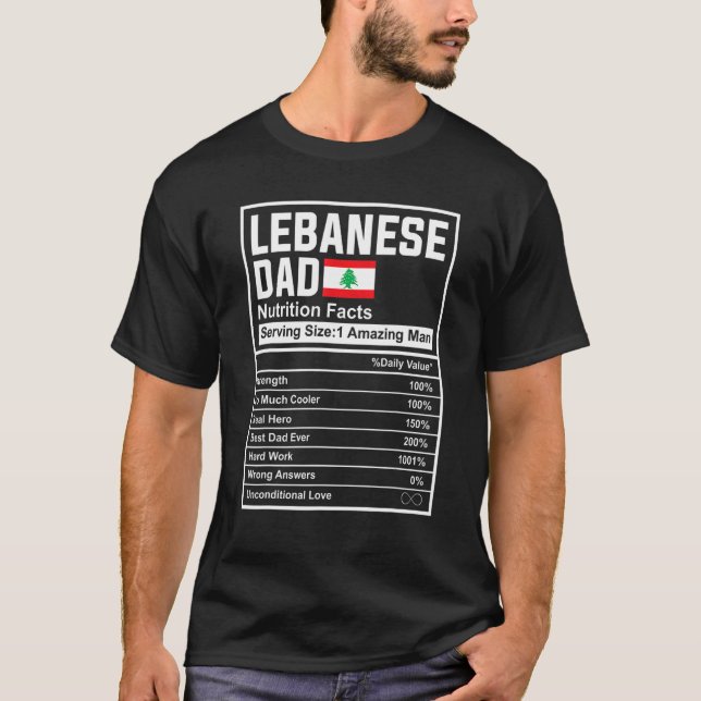 Mens Lebanese Dad Nutrition Facts Father's Day Nat T-Shirt (Vorderseite)
