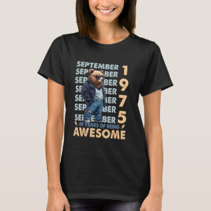 Mens Legend September 1975 49. Geburtstagsbär 49 Y T-Shirt