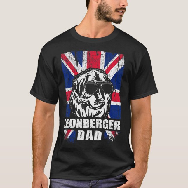 Mens Leonberger Vater Coole britische Flagge Vinta T-Shirt (Vorderseite)