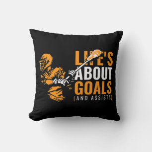 Mens Life's About Goals Lacrosse for Boys Lover Kissen
