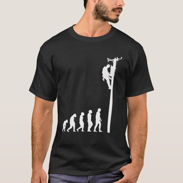 Mens Lineman Evolution Funny Electric Cable Man El T-Shirt (Vorderseite)