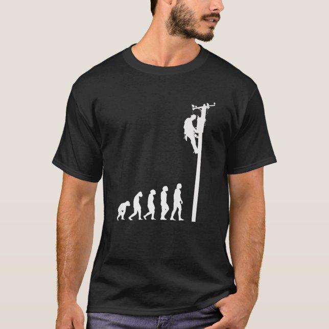 Mens Lineman Evolution Funny Electric Cable Man El T-Shirt (Vorderseite)