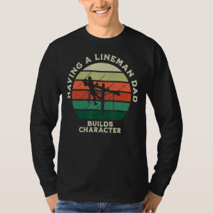 Mens Lineman Vater erstellen Zeichen Vintag Retro T-Shirt