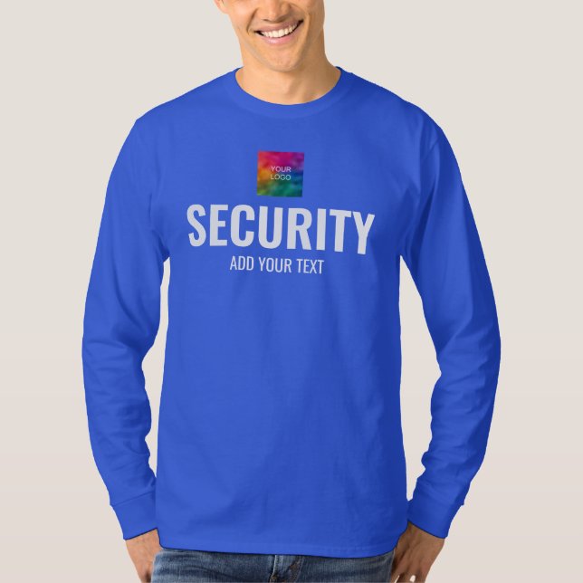 Mens Long Sleeve Security Staff Member Deep Blue T-Shirt (Vorderseite)
