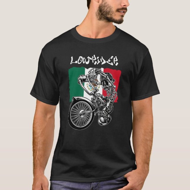 Mens Low Rider Bicycle Mexican Chicano Mexico Lowr T-Shirt (Vorderseite)
