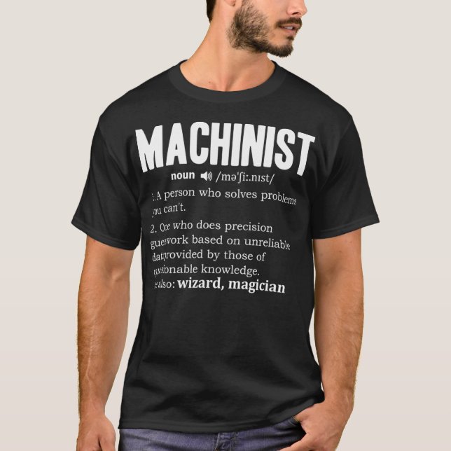 Mens Machinist Definition Motor Treiber Noun CNC T-Shirt (Vorderseite)