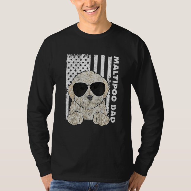 Mens Maltipoo Dad American Flag Maltipoo T-Shirt (Vorderseite)