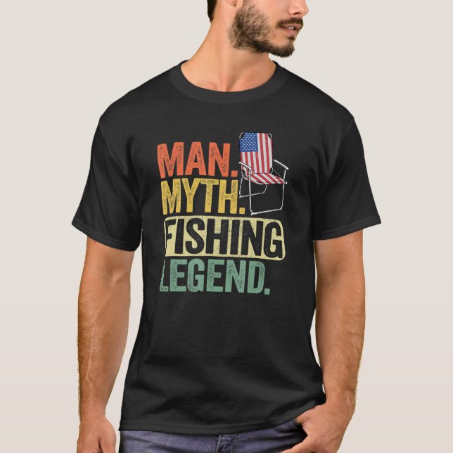 Mens Man Myth Fishing Legend Vater Daddy Ameria Fl T-Shirt (Vorderseite)