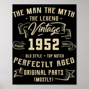 Mens Man Myth Legend 1952 70. Geburtstag T-Shirt f Poster